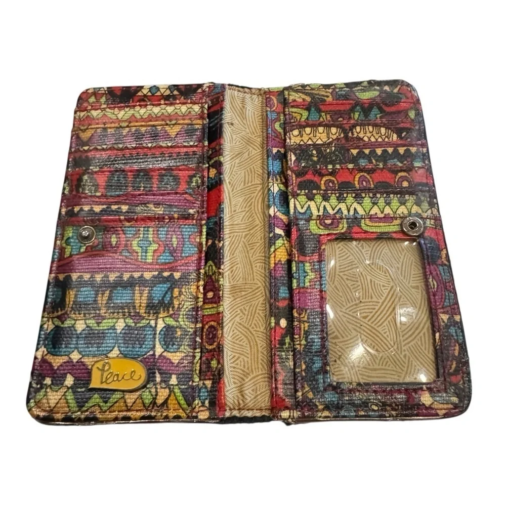 PREOWNED-SAKROOTS SLIM ELEPHANT Wallet-11 CC Slots-4 Full Dollar~Zip Coin-Snap